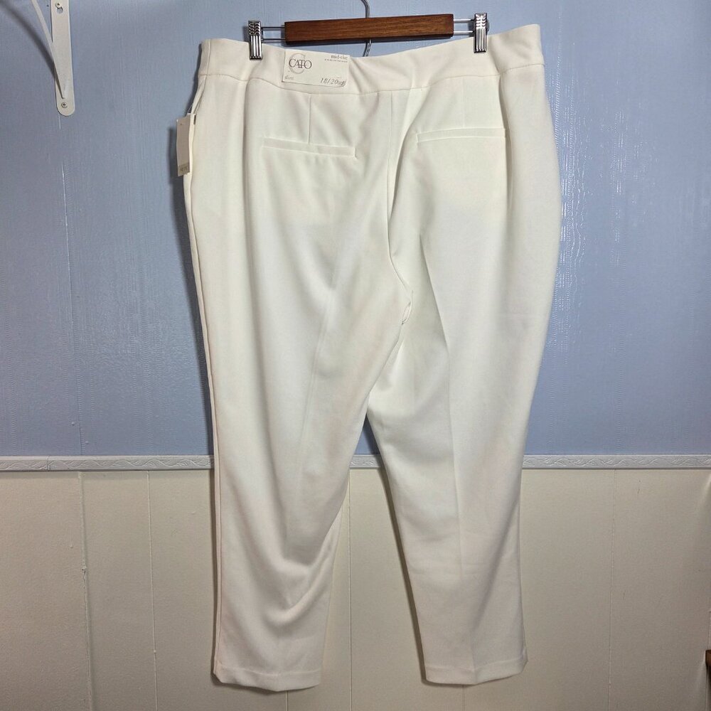 Cato 18/20 Women's Petite White Mid-Rise Slim Leg Casual Dress Pants - Picture 6 of 12